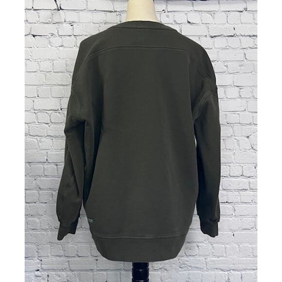 Lululemon Sweatshirt Women's 8 Olive Green Cotton Crew Neck Pullover Oversized - Picture 2 of 7